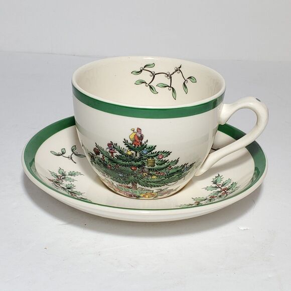 Spode Christmas Tree Teacup and Saucer England - Picture 2 of 8